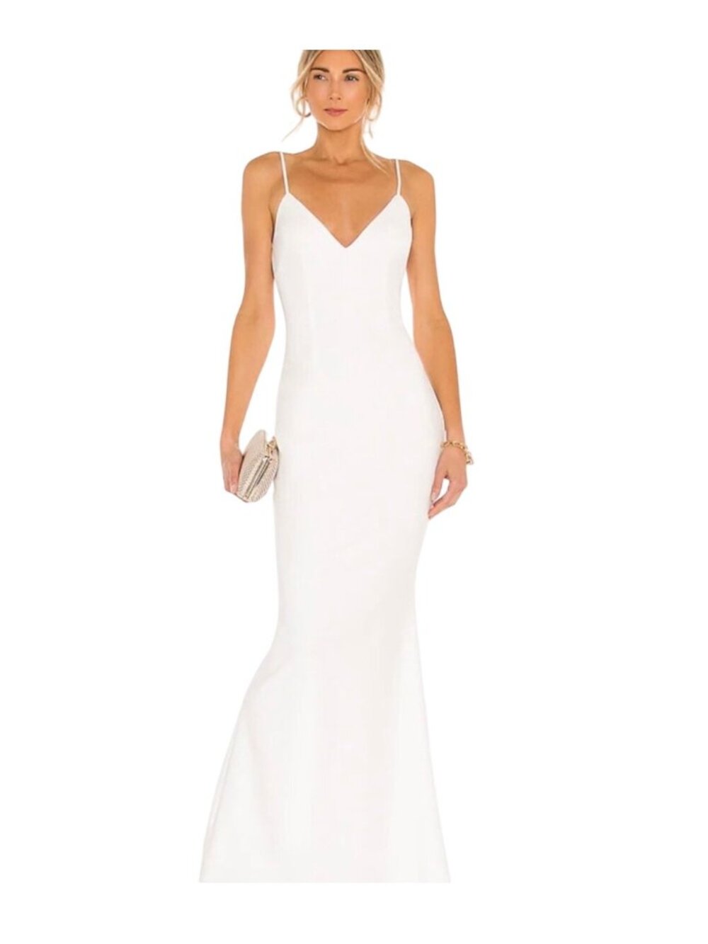 Katie May Bambina Open Back Maxi Formal Gown White Sz XS Wedding Event